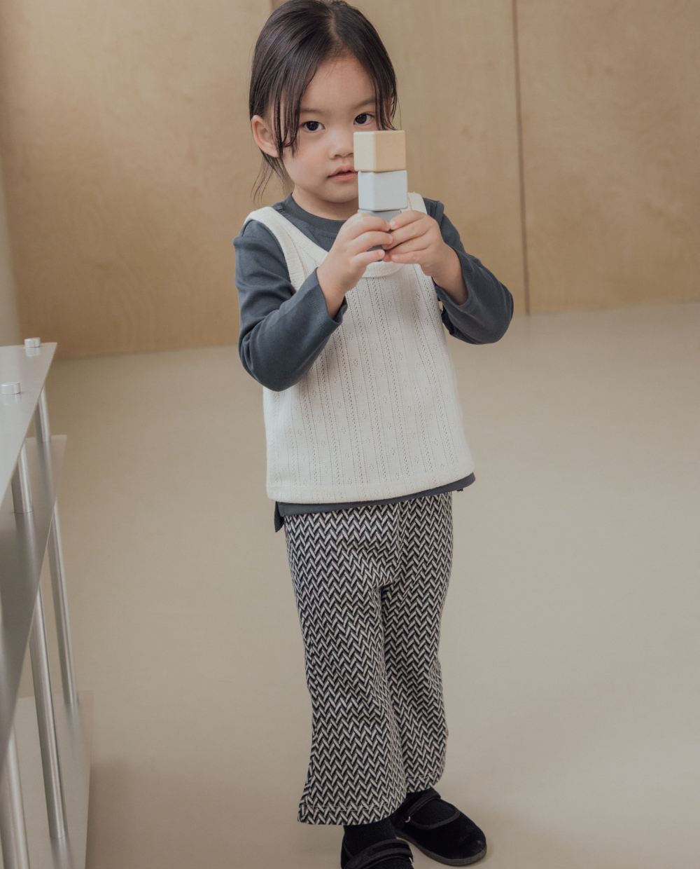 ジャガードニット 8分丈 ブーツカットパンツ