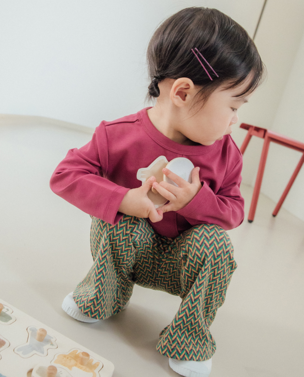 ジャガードニット 8分丈 ブーツカットパンツ