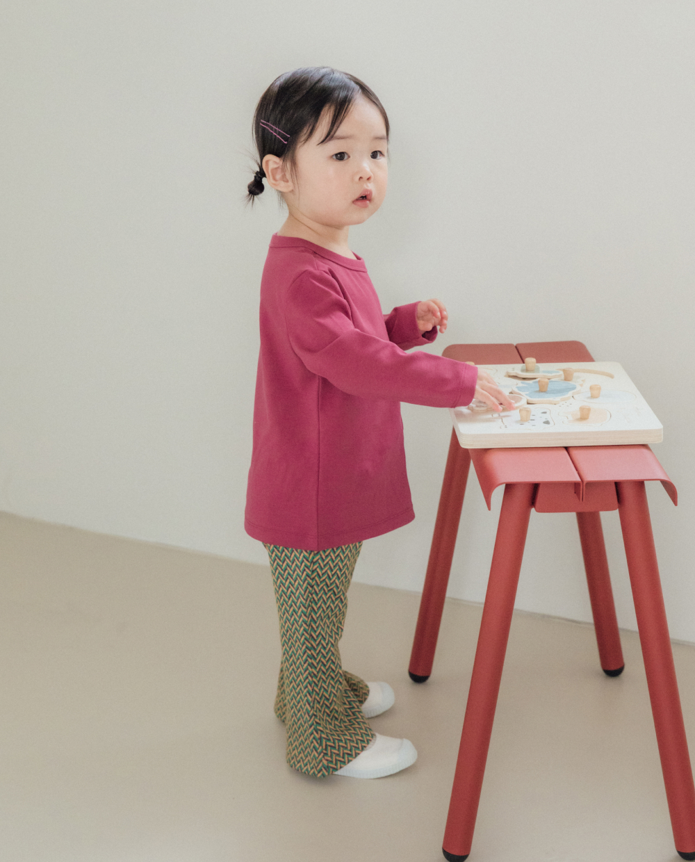 ジャガードニット 8分丈 ブーツカットパンツ
