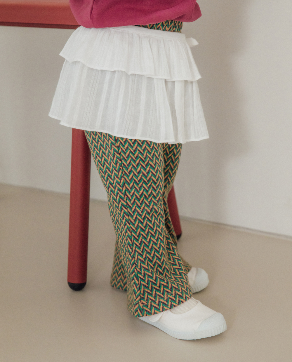 ジャガードニット 8分丈 ブーツカットパンツ