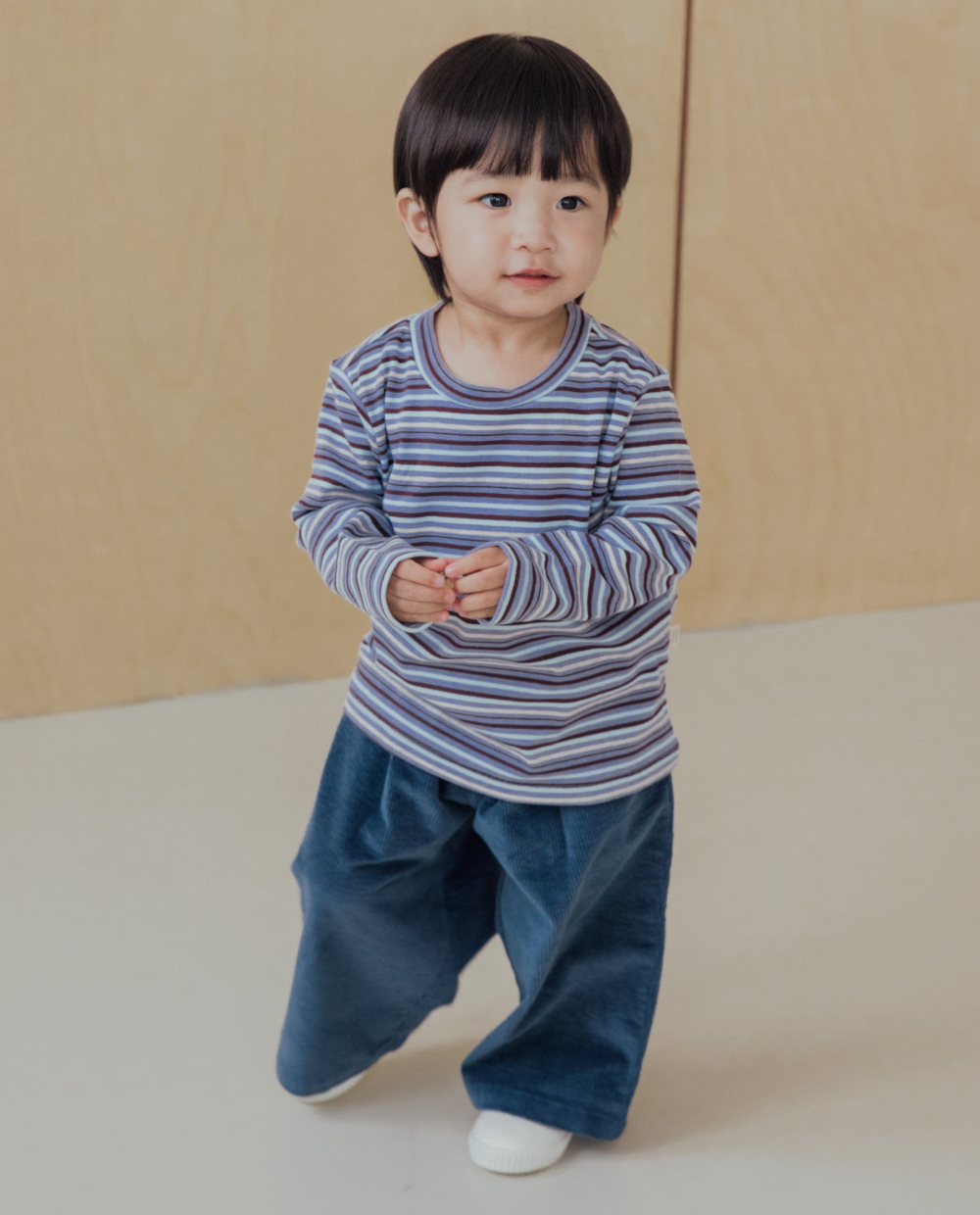 やわらかコットン ストライプ スリムフィットTシャツ