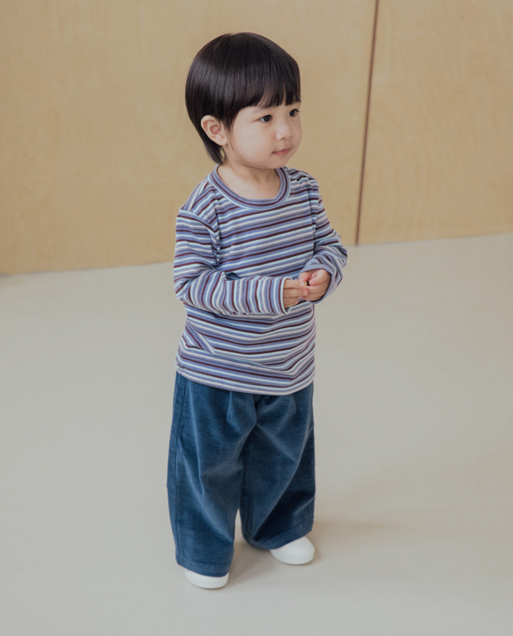 やわらかコットン ストライプ スリムフィットTシャツ