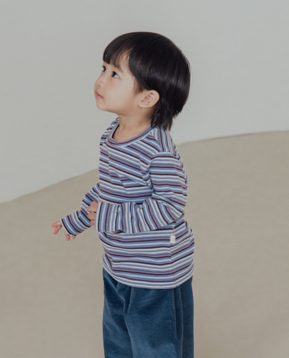 やわらかコットン ストライプ スリムフィットTシャツ