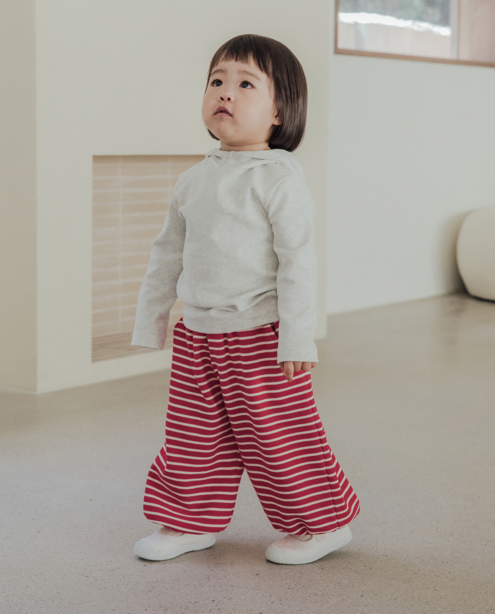 コットンストレッチ ストライプ ドローストリング パンツ