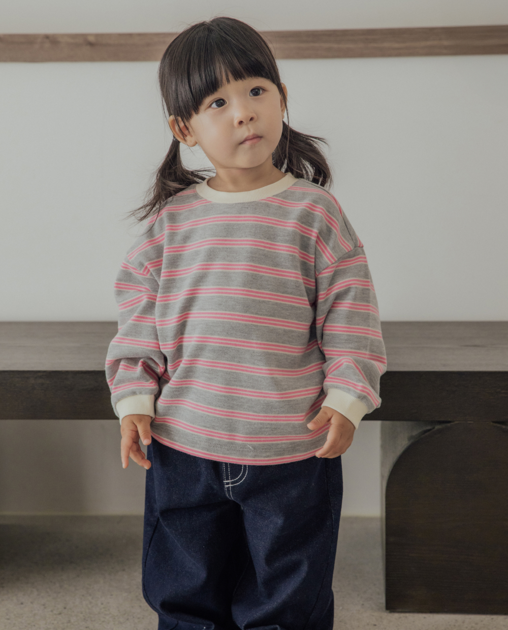 コンフォートソフト ダブルライン ストライプ Tシャツ