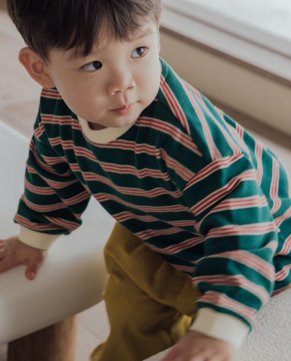 コンフォートソフト ダブルライン ストライプ Tシャツ