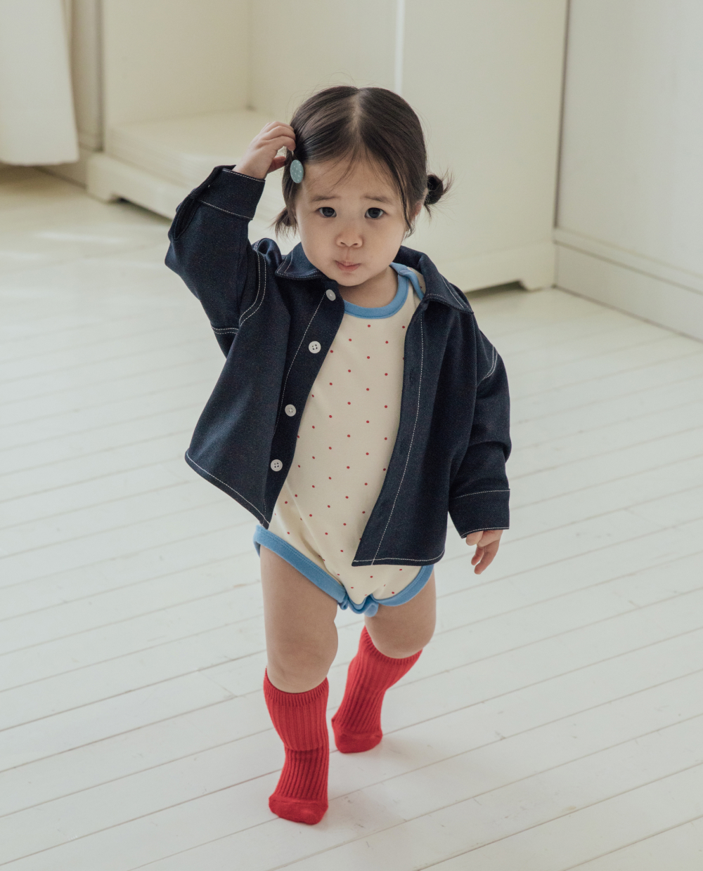 ソフトリー ふんわりもちもち ドット ボディスーツ