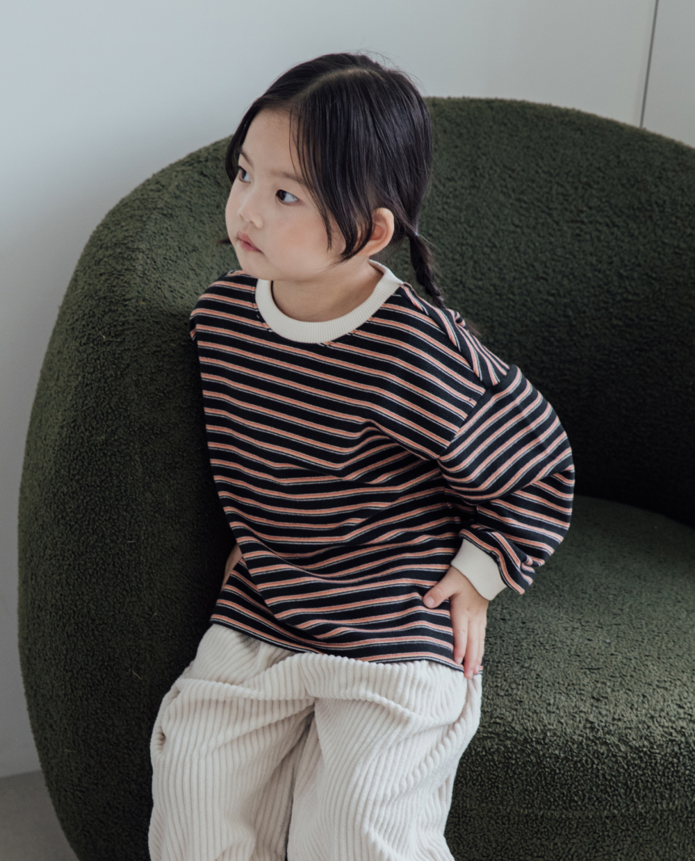 ふんわり柔らか ルーズフィット ストライプ Tシャツ