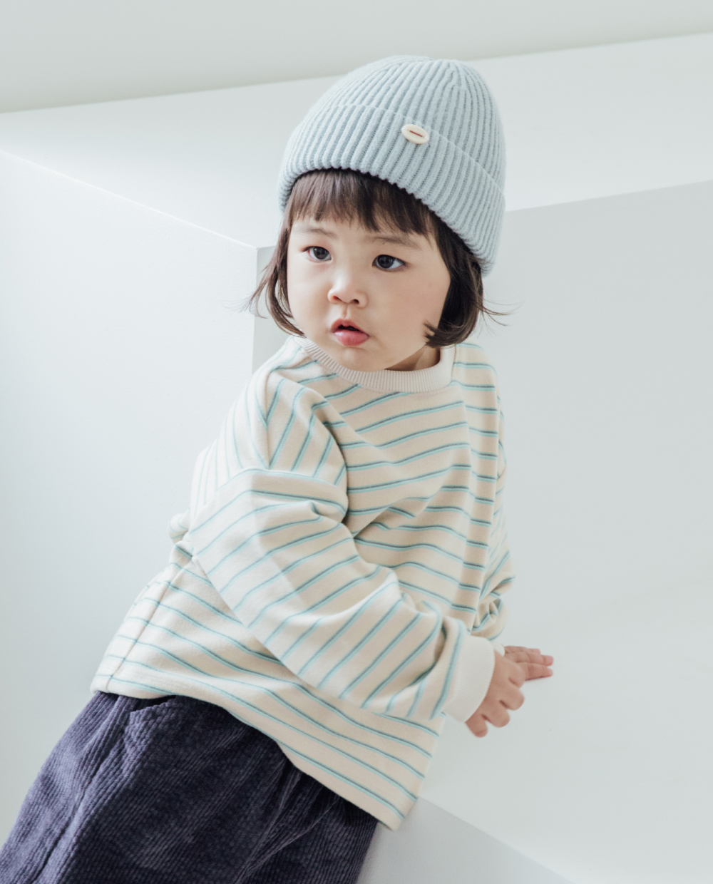ふんわり柔らか ルーズフィット ストライプ Tシャツ