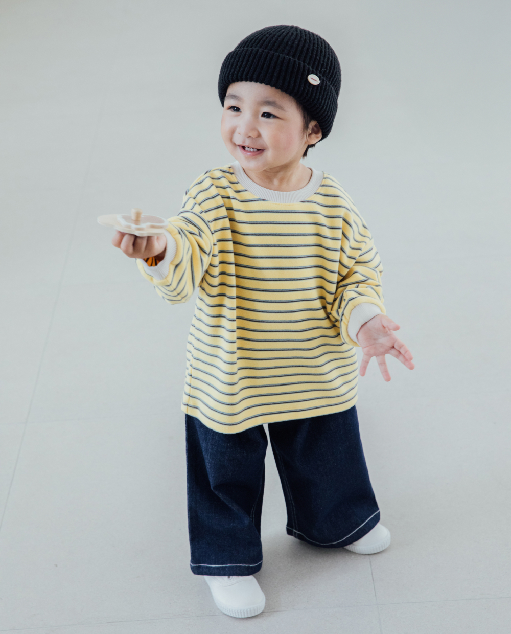 ふんわり柔らか ルーズフィット ストライプ Tシャツ