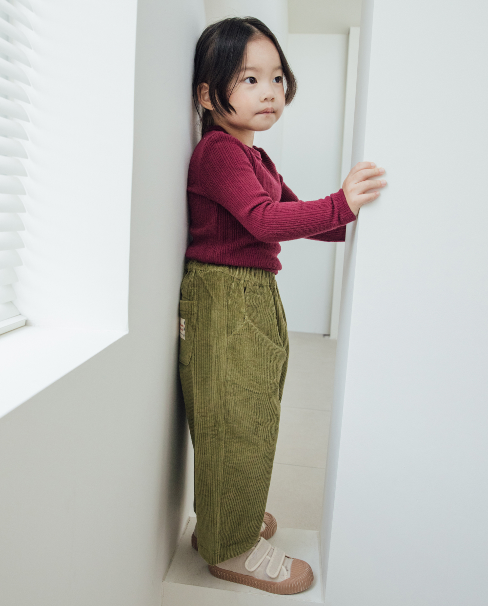 コーデュロイ ストレッチ ワイドパンツ