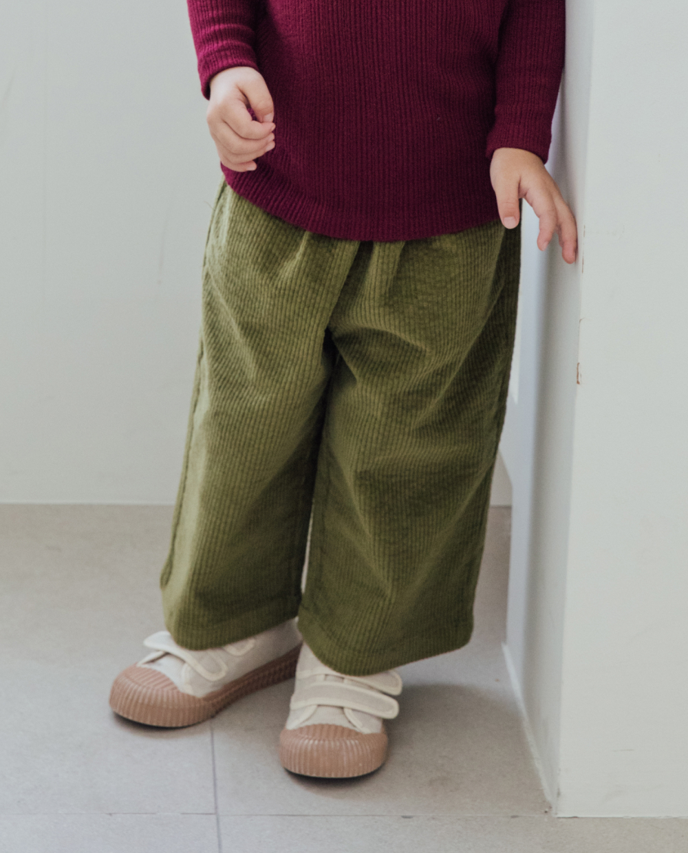 コーデュロイ ストレッチ ワイドパンツ
