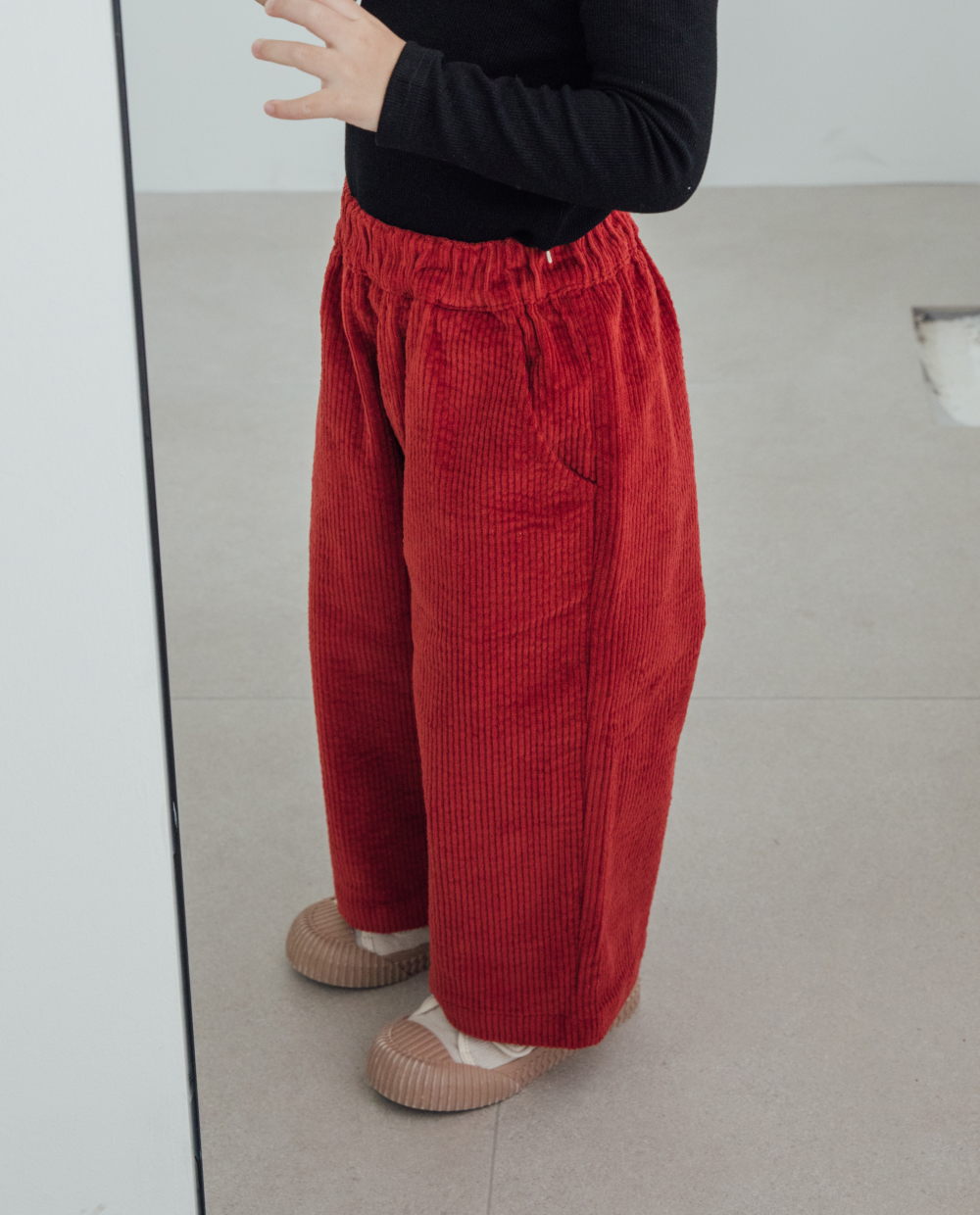 コーデュロイ ストレッチ ワイドパンツ
