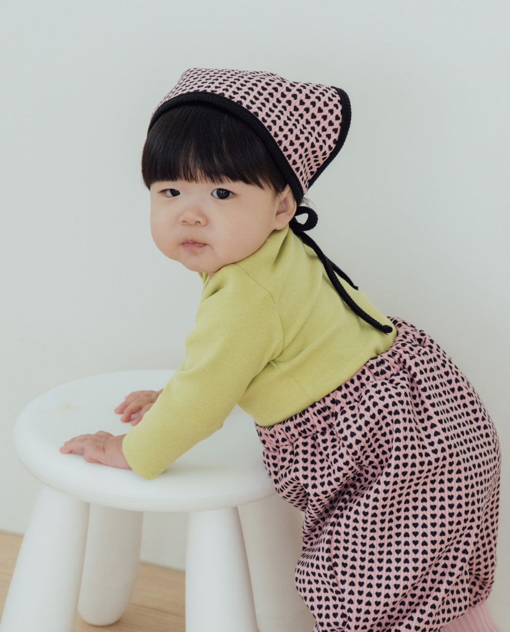 [起毛]ふわふわミンク ハートヘアバンダナ