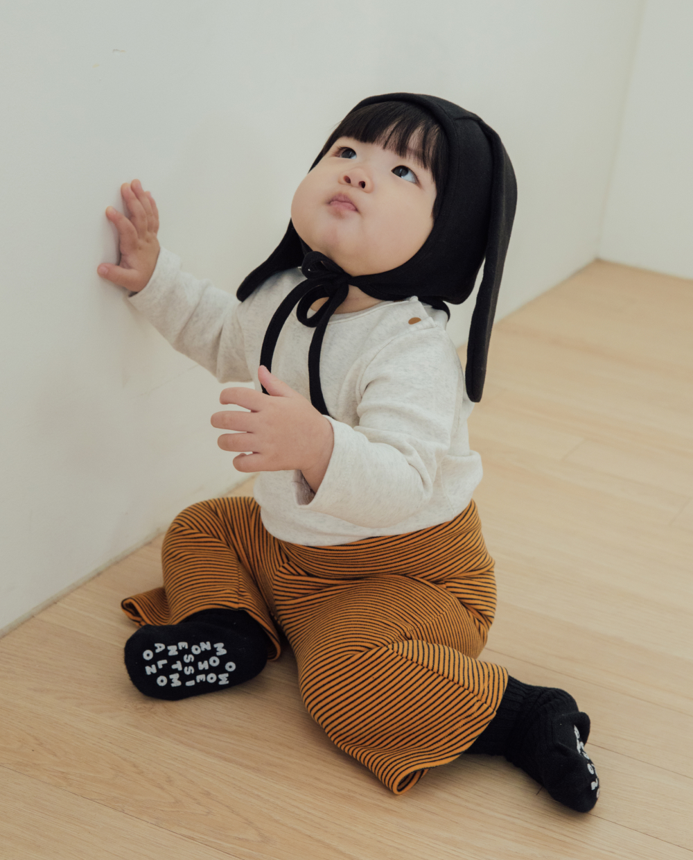ぽかぽか柔らか ストライプ 腹巻防止 フレアパンツ