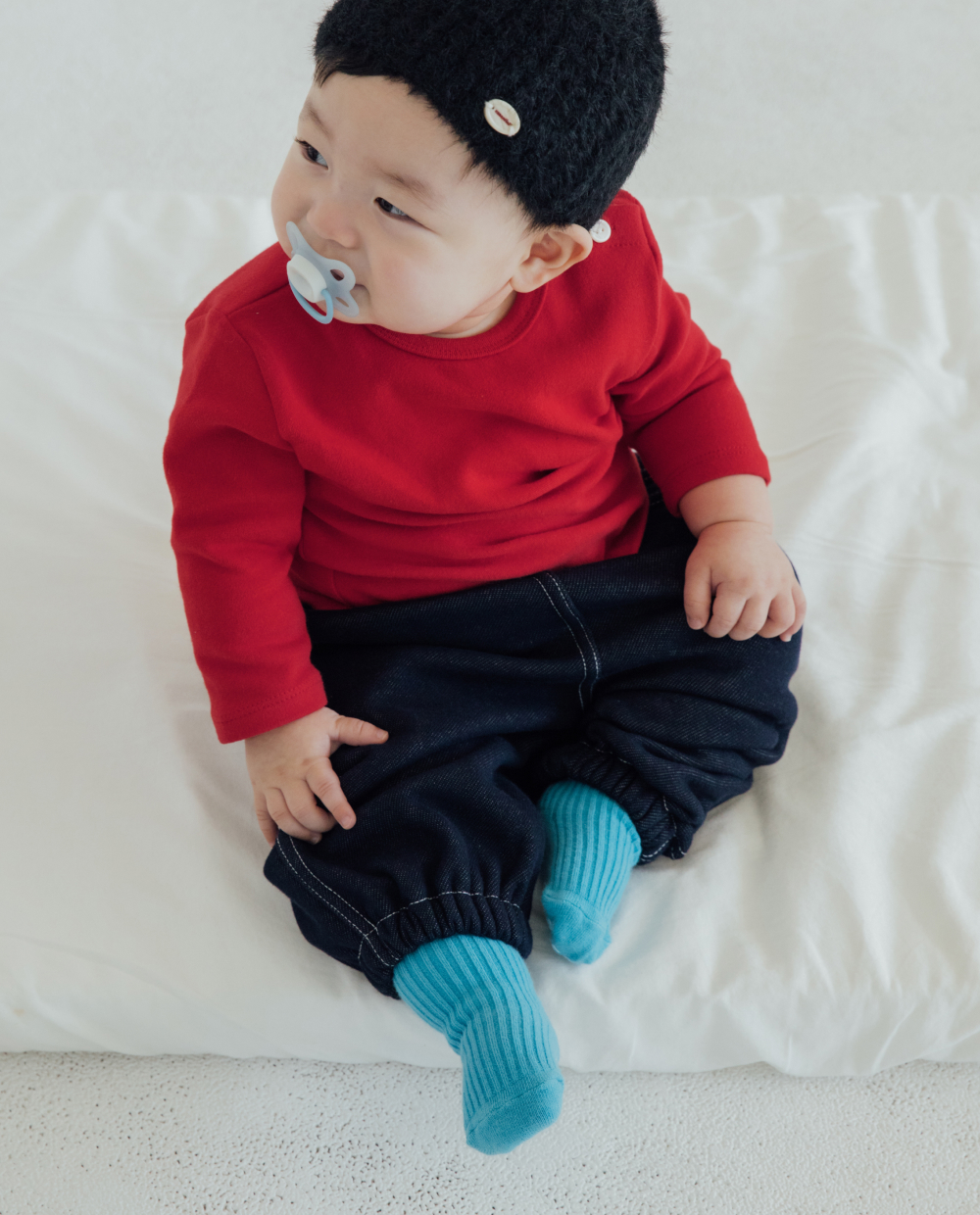 [起毛]バルーンフィット デニムパンツ